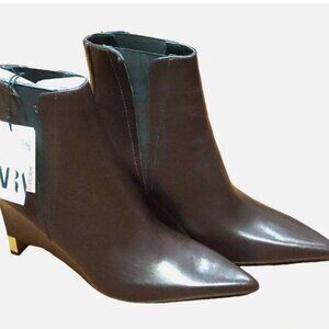 Zara Leather Wedge Pointed Toe Ankle Boot Brown Size 8- UK 39
